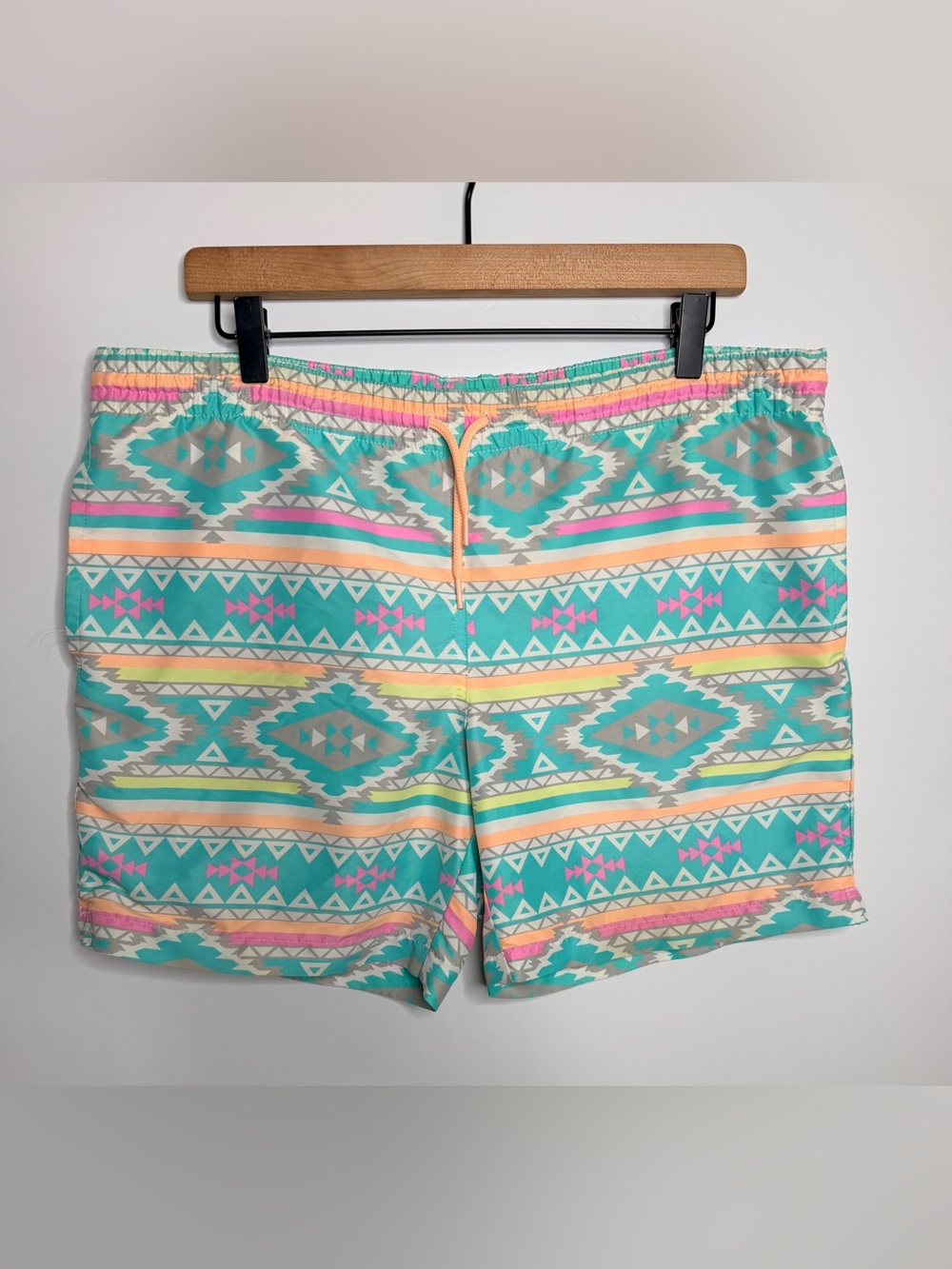 chubbies Aqua Aztec Print Drawstring Bermuda Shorts